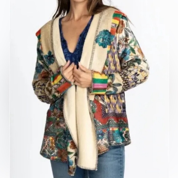 NWT Johnny Was Sherpa Hoodie Jacket Very Unique and Colorful Size XLarge - Picture 6 of 16